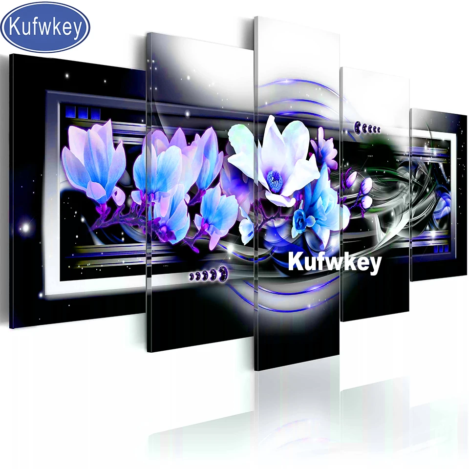 full diamond embroidery diy dream Blue magnolia flower diamond painting cross stitch 5d picture wall sticker christmas painting