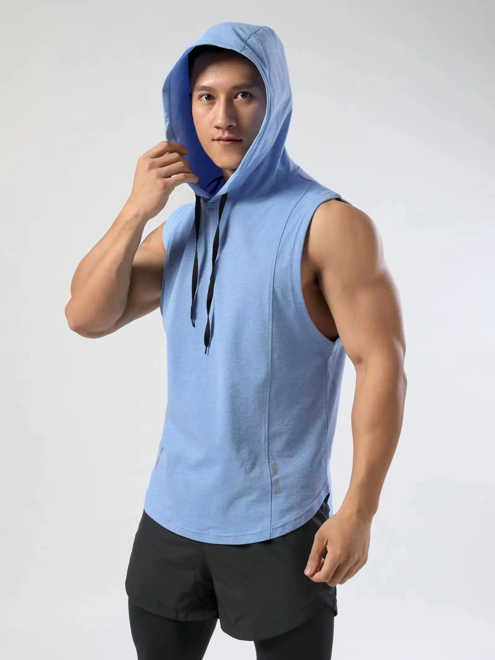 Gym Clothing Mens Bodybuilding Hooded Tank Top Cotton Sleeveless Vest Sweatshirt Fitness Shirt Workout Sportswear Tops Male