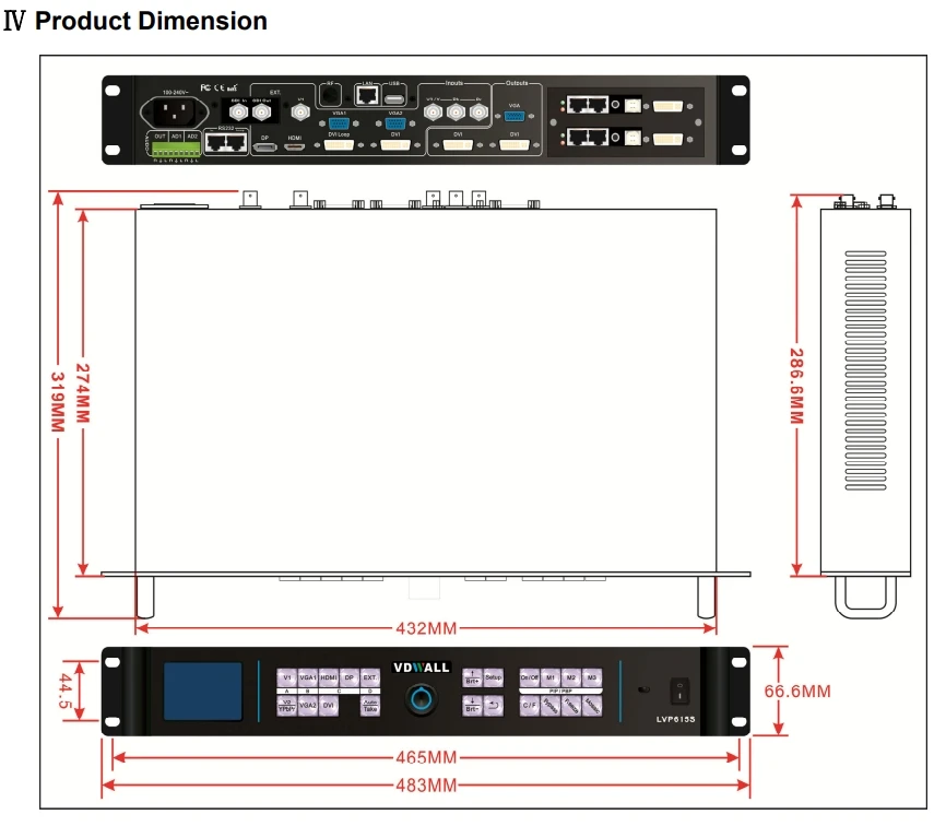 VDWall Lvp615s Display LED Processador de vídeo Controlador de tela LED para parede de vídeo LED