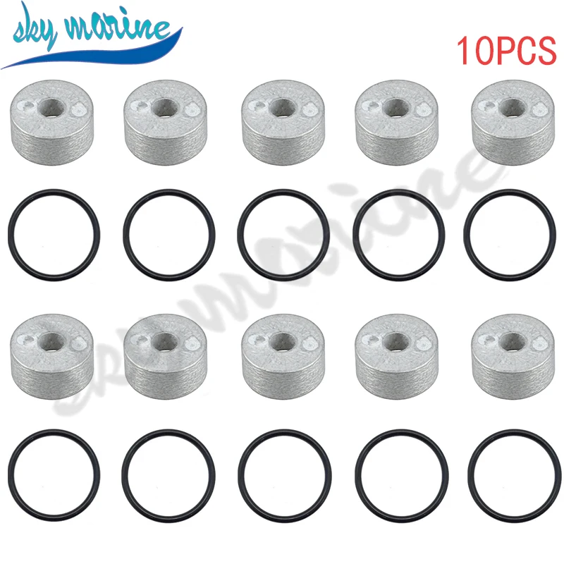 55321-87J01 10Pcs 55321-87J00 Anode with O-Ring 09280-22019 for Suzuki Marine 4 Stroke 6-300 HP Outboard Motor Replaces