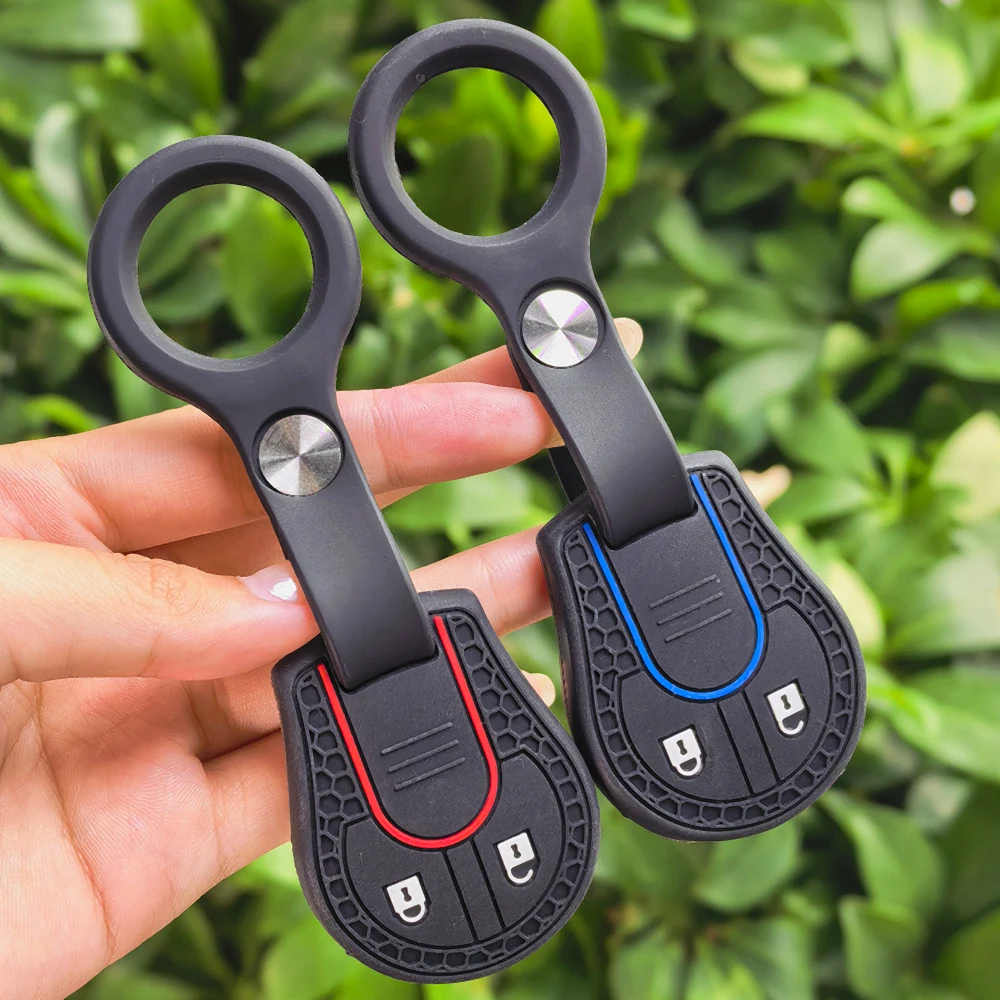 2 button silicone rubber car key case cover set shell KeyChain for NISSAN Juke March Qashqai Sunny Sylphy Tiida X-Trail