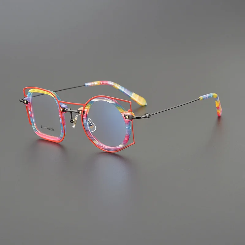 

Originality Round and Square Titanium Eyeglasses Extra-light acetate Multicolor Fashion Men and Ladies Handmade Eyewear