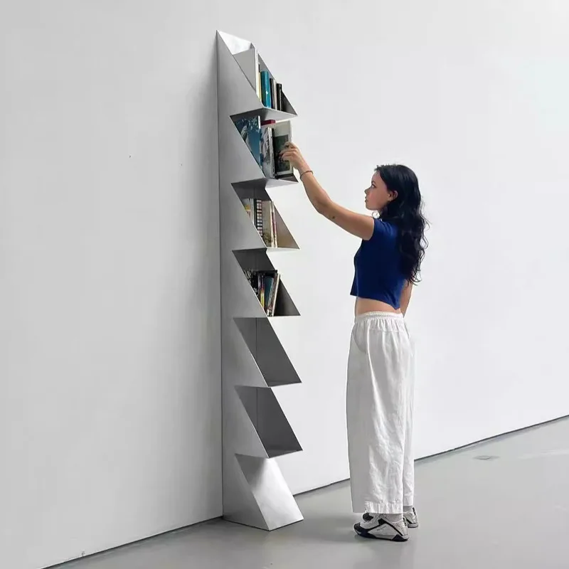 Medieval Magazine Bookshelf Creative File Cabinet Floor Designer Multi-layer Stainless Steel Shelf