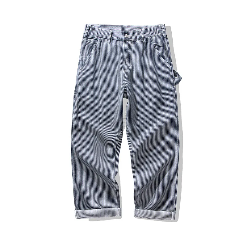 빈티지 13.5OZ 로우 데님 청바지 코튼 스트레이트 데님 바지 남성용 헤비급 블루 지퍼 플라이 포켓 바지