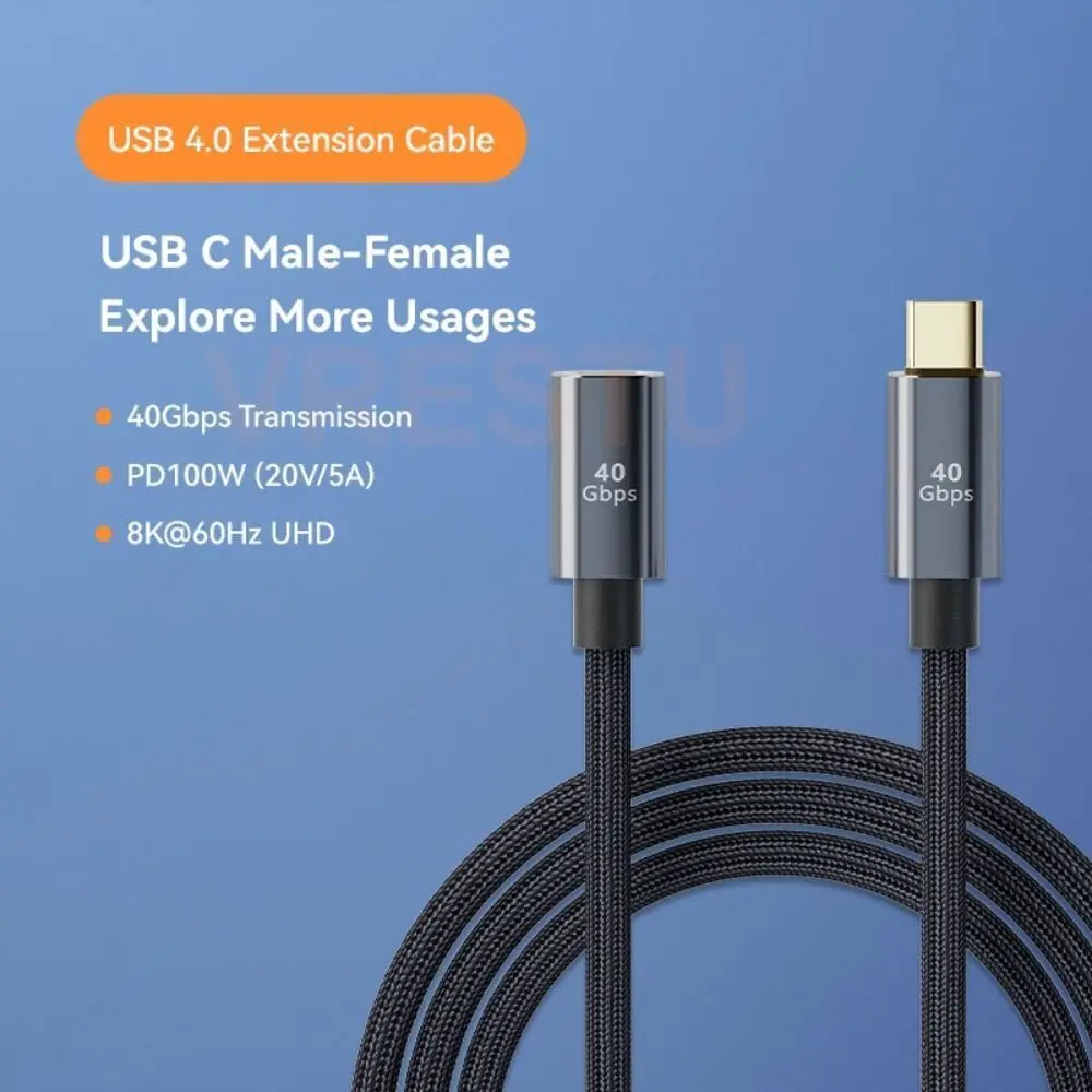 USB 4 Extension Cable Thunderbolt 4 USB-C Male To Female Monitor 8K Video Type-C Extension Cable PD 100W 40Gbps Data Cord