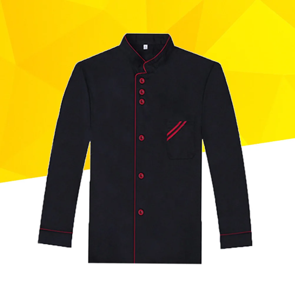 

Premium Quality Long Sleeve Chef Coat Unisex Breathable Wearproof Catering Shirt for Professional Kitchen Staff Size Xl Black