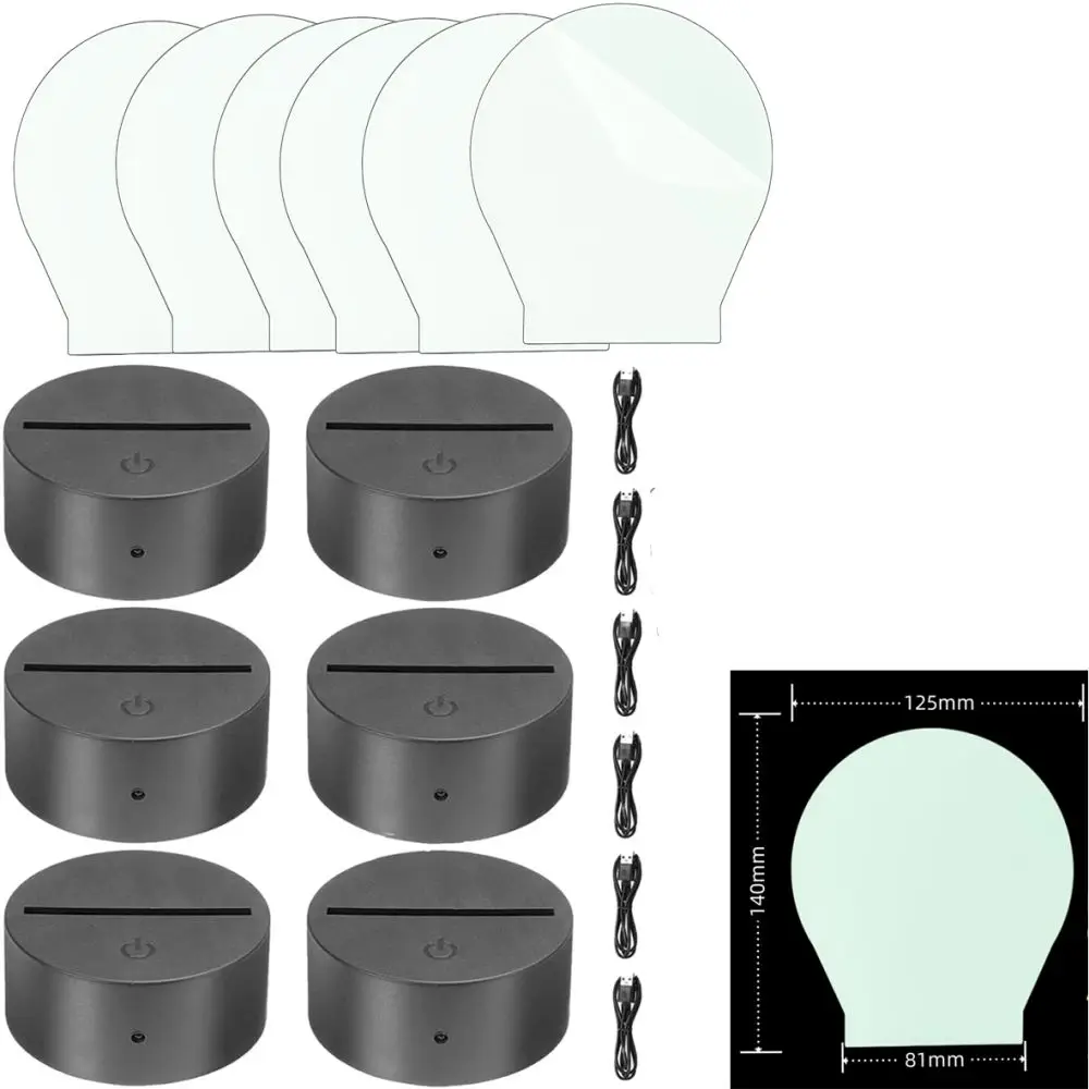 2/6 Pcs Acrylic Light Board Base 7 colors changing Decorative Light  Acrylic Resin Glass Sheets Night light Gift For Kids