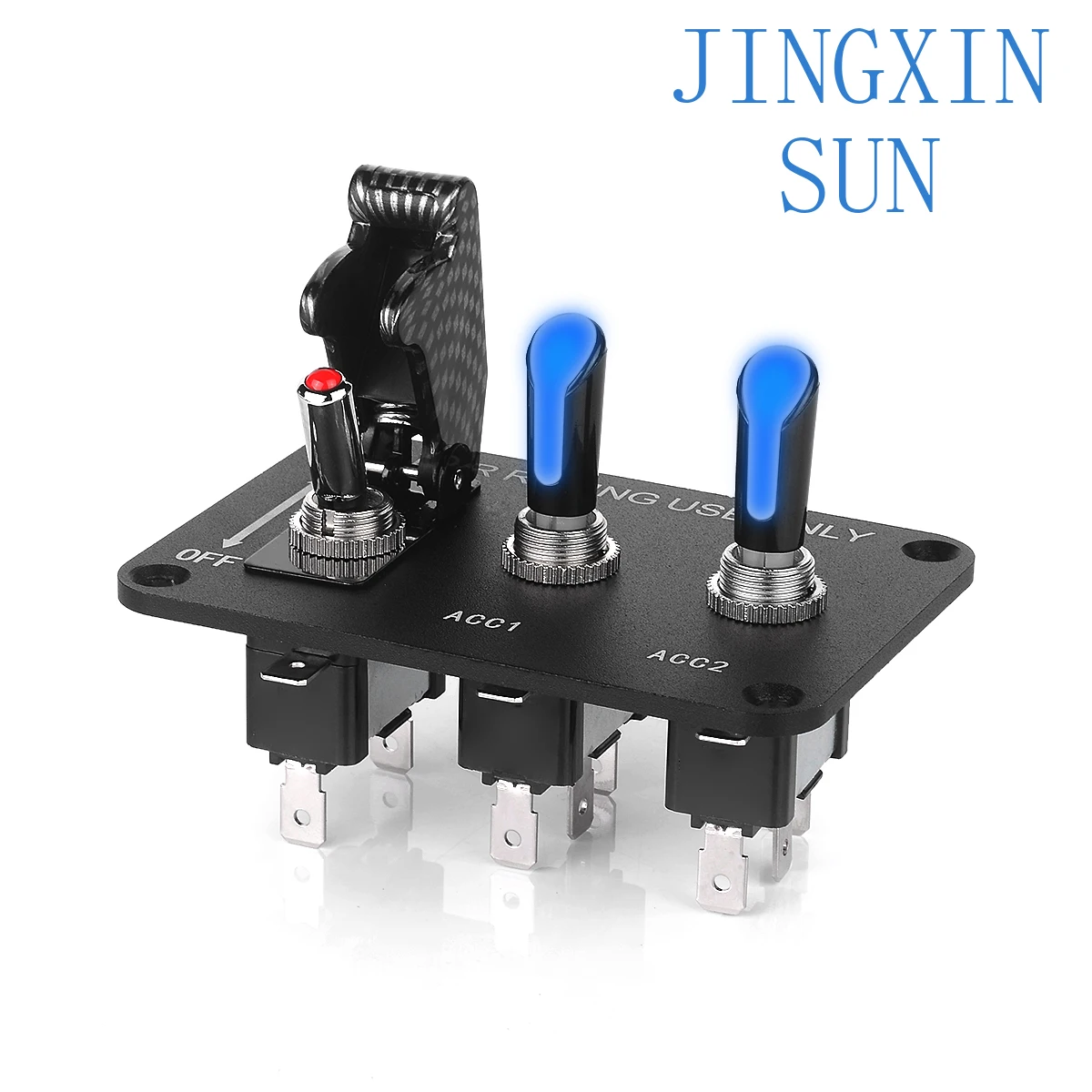 Car switch panel 3-speed rocker switch blue LED black panel belt line yacht racing modified 12v20a combination toggle switch