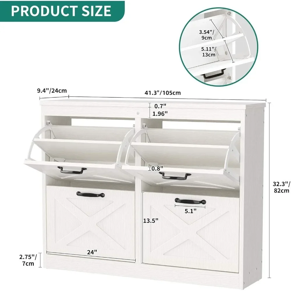 

Freestanding Shoe Rack, Narrow Shoe Cabinet for EntryWay Hallway Living Room,