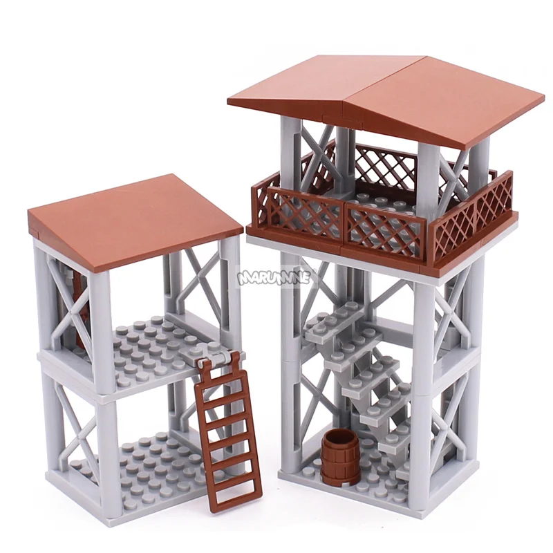 Marumine WW2 Military Building Blocks Sentry Tower MOC Bricks Assembly Accessories Parts DIY Construction Modeling Kit Set