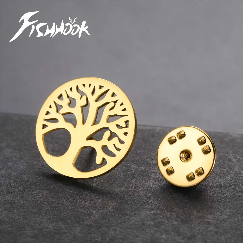 Tree Of Life Pin Brooch Backpack Decor Gift for Woman Men Lady Couple Stainless Steel Breastpin Wedding Party Jewelry Uniform
