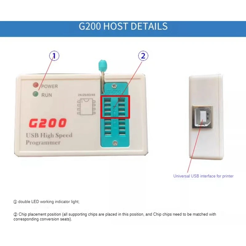 G200P Offline Programmer Offline Download Line SPI FLASH EEPROM Burning 24-25 Bios Multifunction Burner