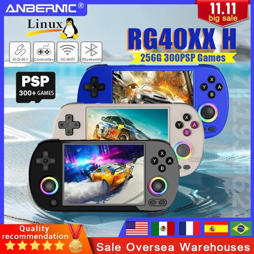 Imagen 1 del producto ANBERNIC RG40XX H 4 pulgadas pantalla IPS consola de juegos portátil Joystick iluminación RGB sistema Linux 5GWiFi compatible con PSPGame regalo de vacaciones