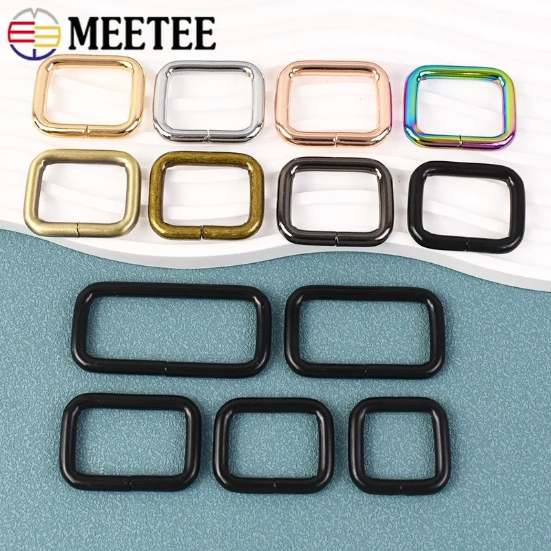 10/20Pcs Meetee 13-50mm Square O Rings Metal Buckle Webbing Strap Connection Ring Hook Accessories for Handbags Carabiner Clasp