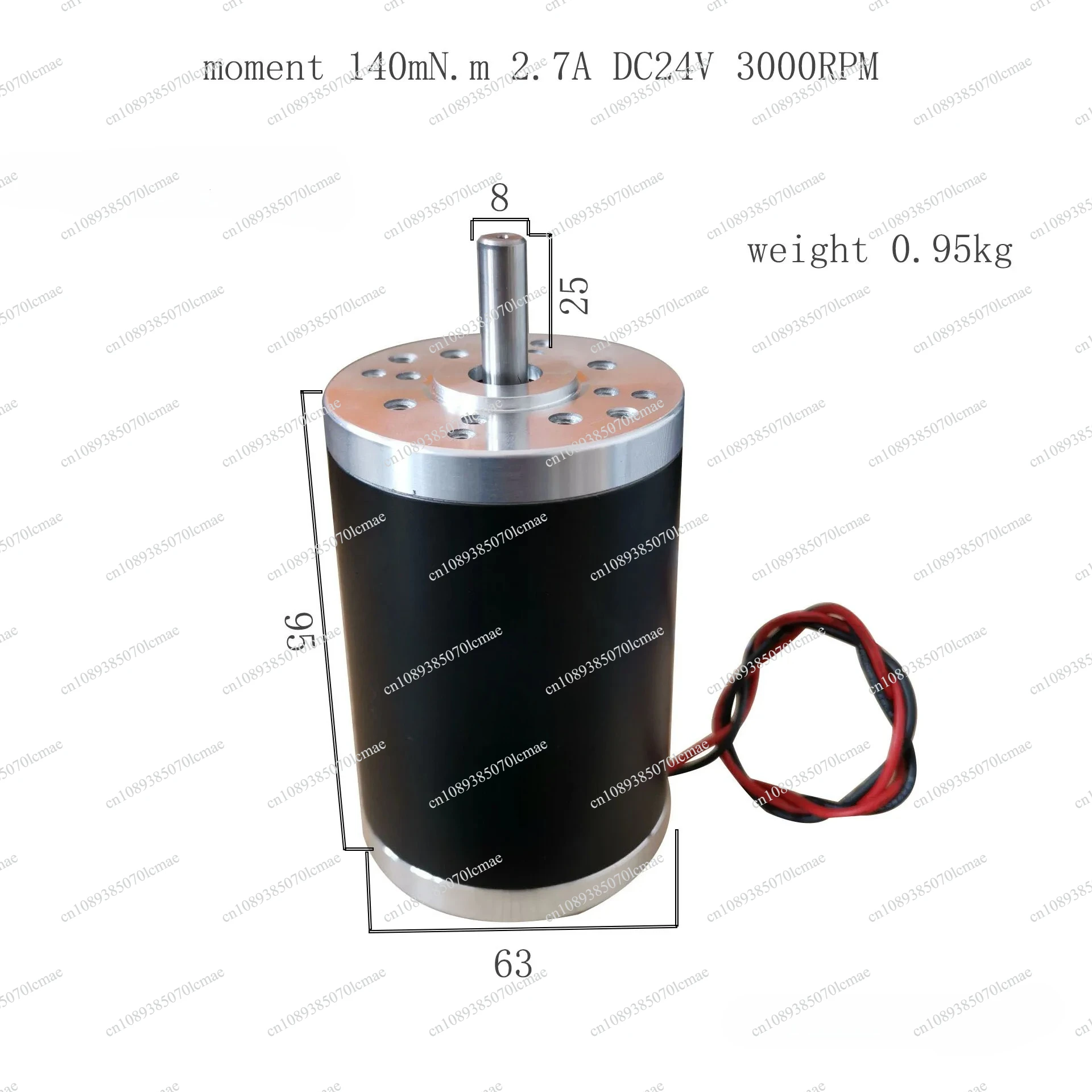 63mm DC Motor 24V 3000 RPM 140mN.m  DC Brush Motor 2.7A