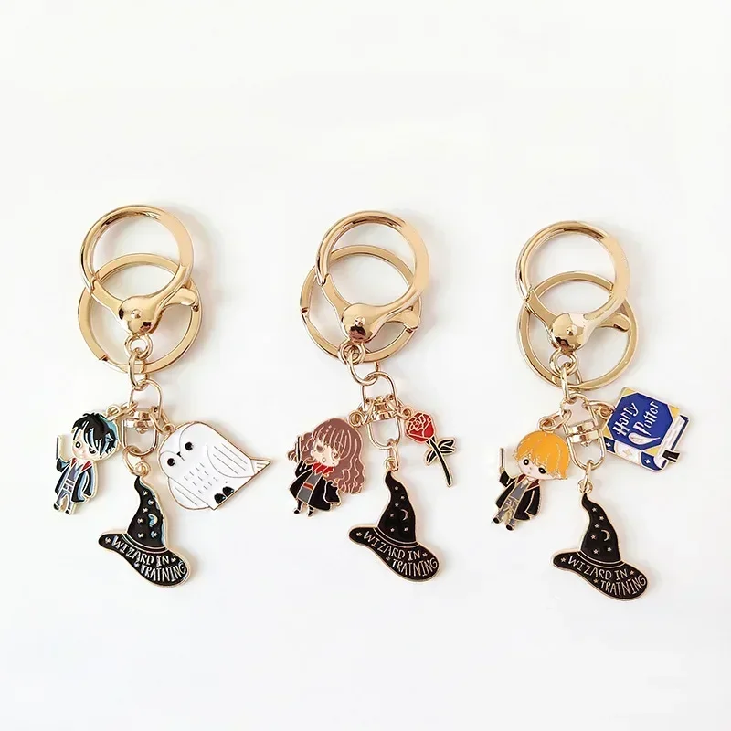 Harries Potters Keychain Magic Academy Cartoon Hogwarts Pendant Anime Peripherals Gryffindor Ravenclaw Souvenir Children Gifts