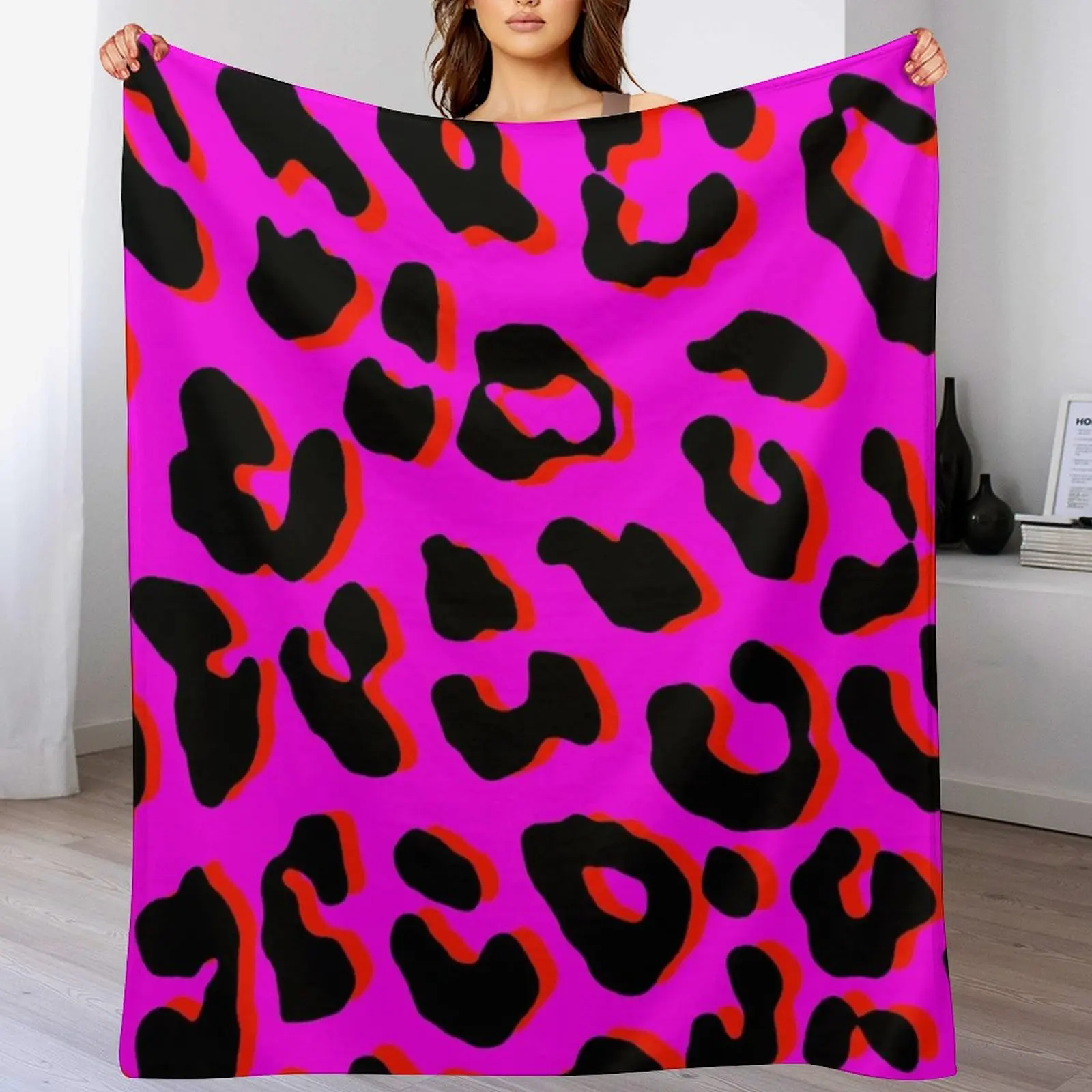 

Leopard Print Pink Throw Blanket Heavy Picnic Giant Sofa Blankets