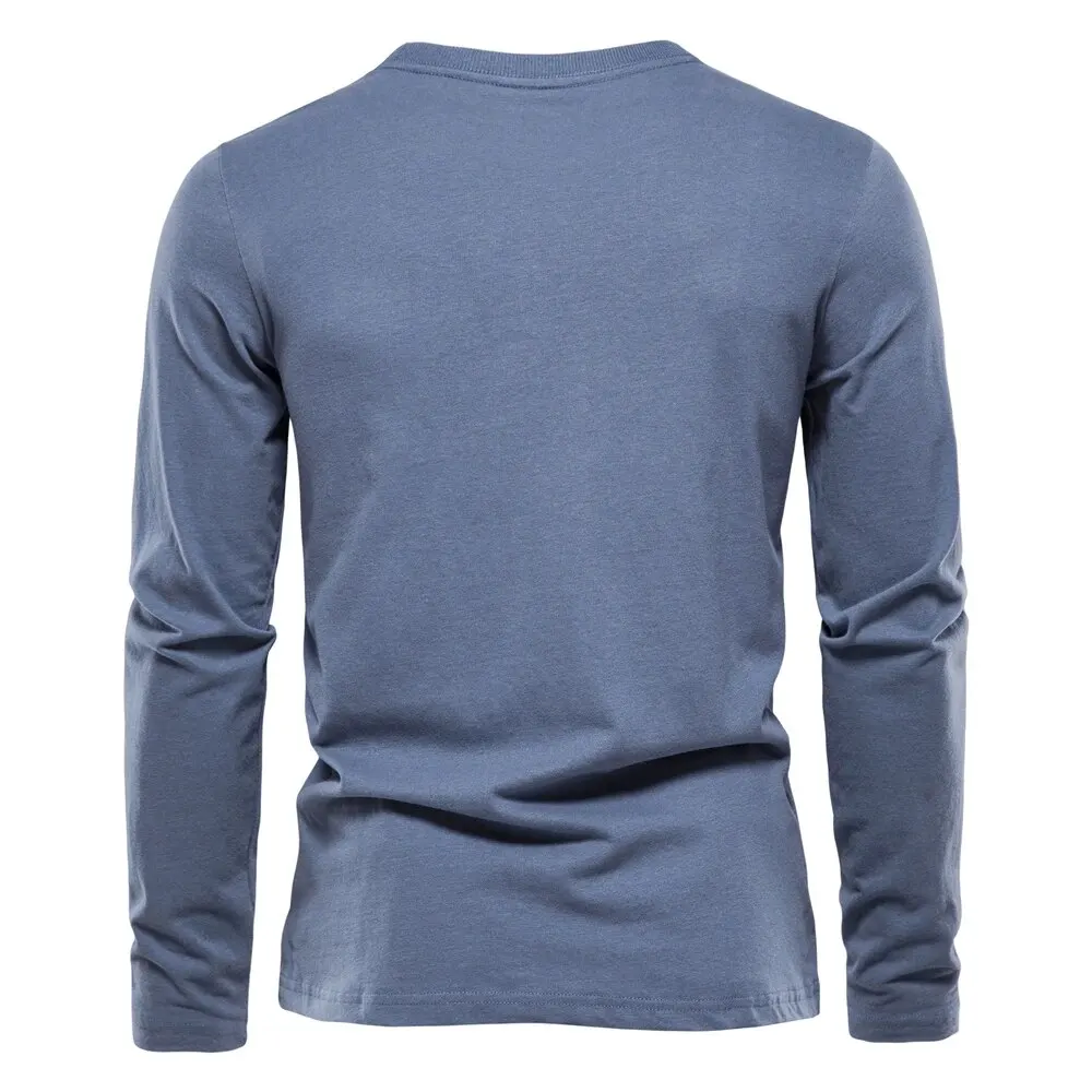 100% Cotton Long Sleeve T Shirt For Men Solid Spring Casual Mens T-shirts High Quality Male Tops Classic Clothes Men\'s T-shirts