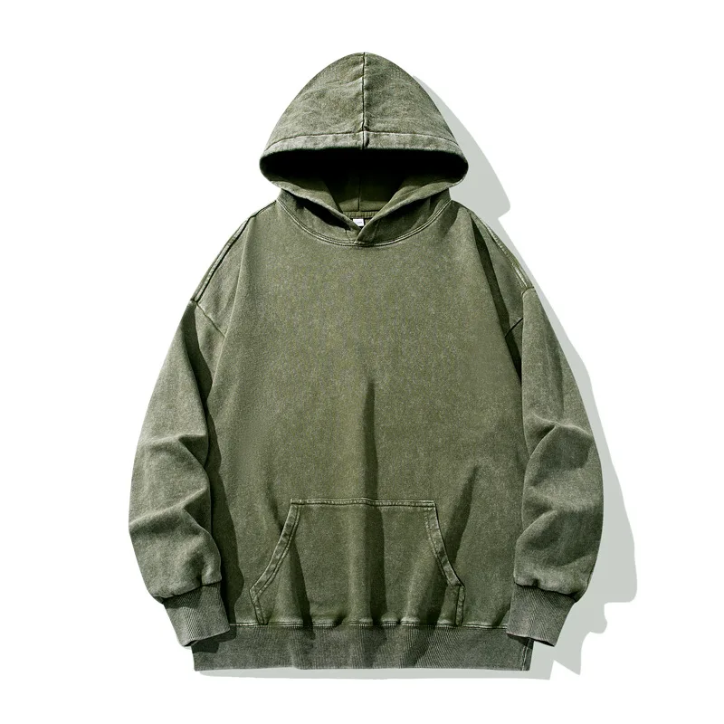 Vintage Hoodies Men's Casual Shirt Washed Hooded Pullover Cotton Hoodies Sweatshirt Men Harajuku Tracksuit Retro Streetwear