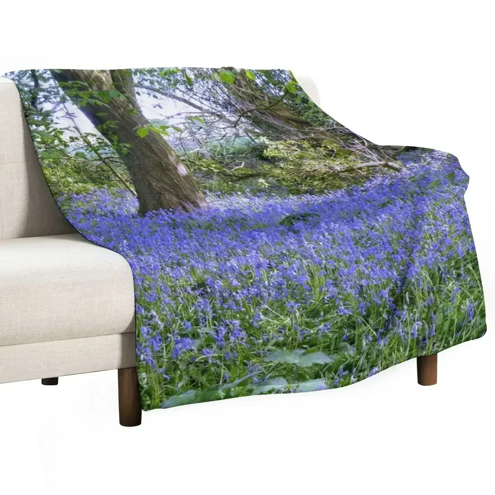 Natures Garden : BlueBell Woods Throw Blanket Plaid decorative Blankets For Sofas Plaid on the sofa Blankets