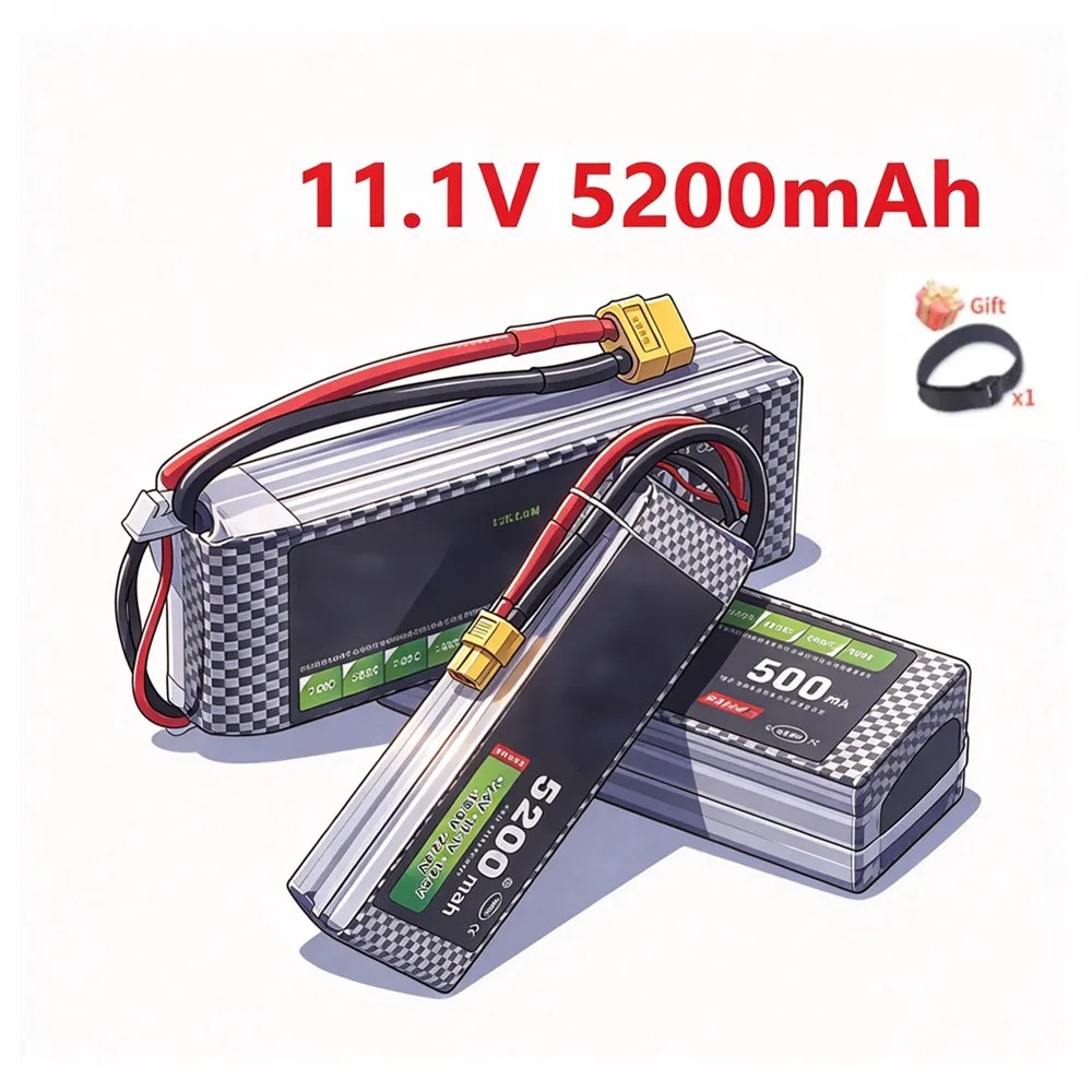 11.1V Battery 3S Lipo Battery 5200mah 60C/80C For RC Car Vehicle Drone