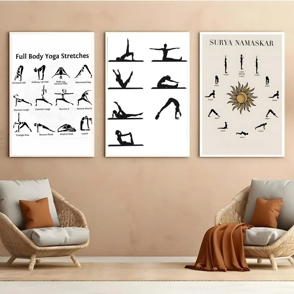 Pilates Simple Fade Resistant No Drilling Frameless Creative Vinyl Family Room Poster
