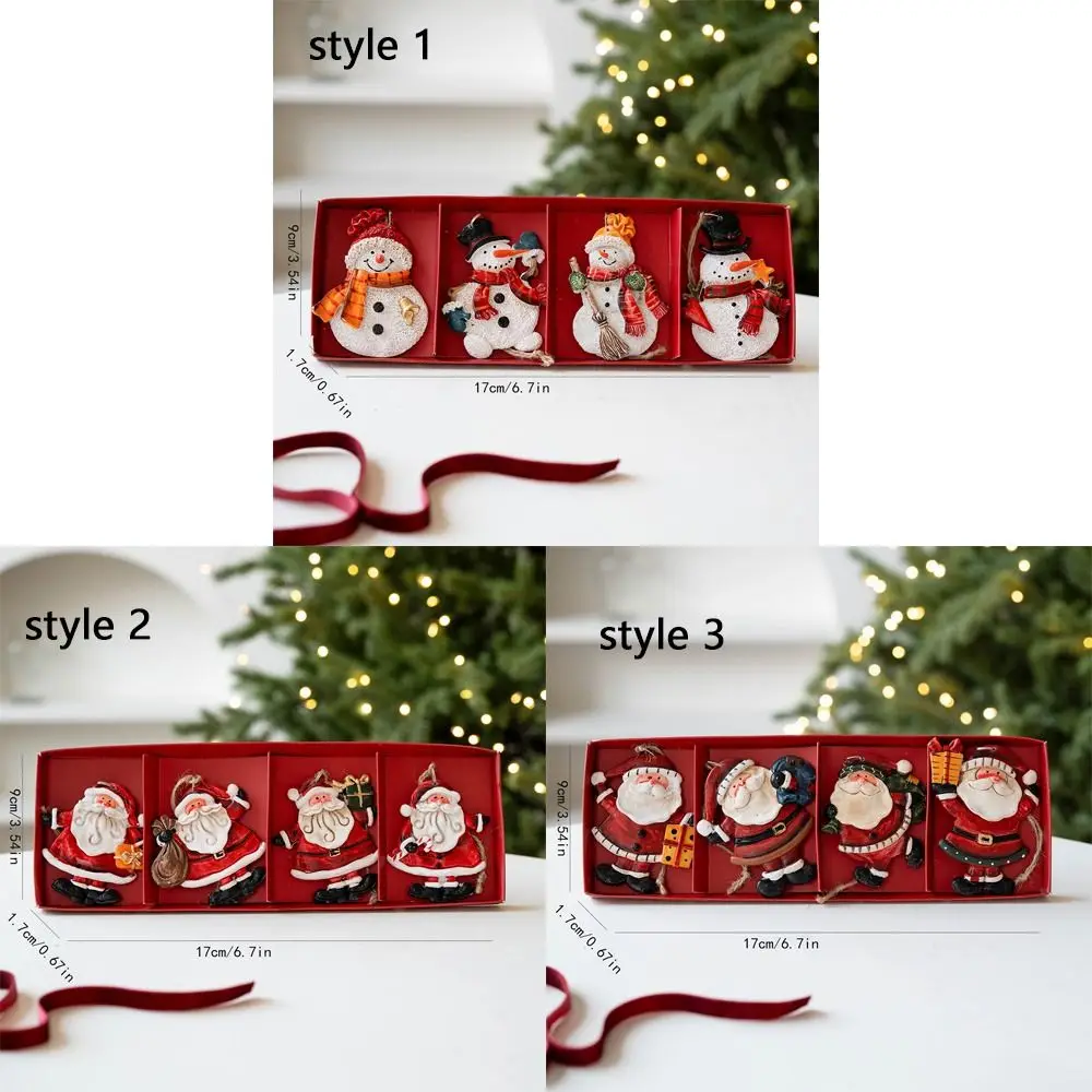 Cartoon Natale Ornamenti appesi Fatti a mano fai da te artigianale Pupazzo di neve Ciondolo in resina Figurina di Babbo Natale Decorazione dell'albero di Natale