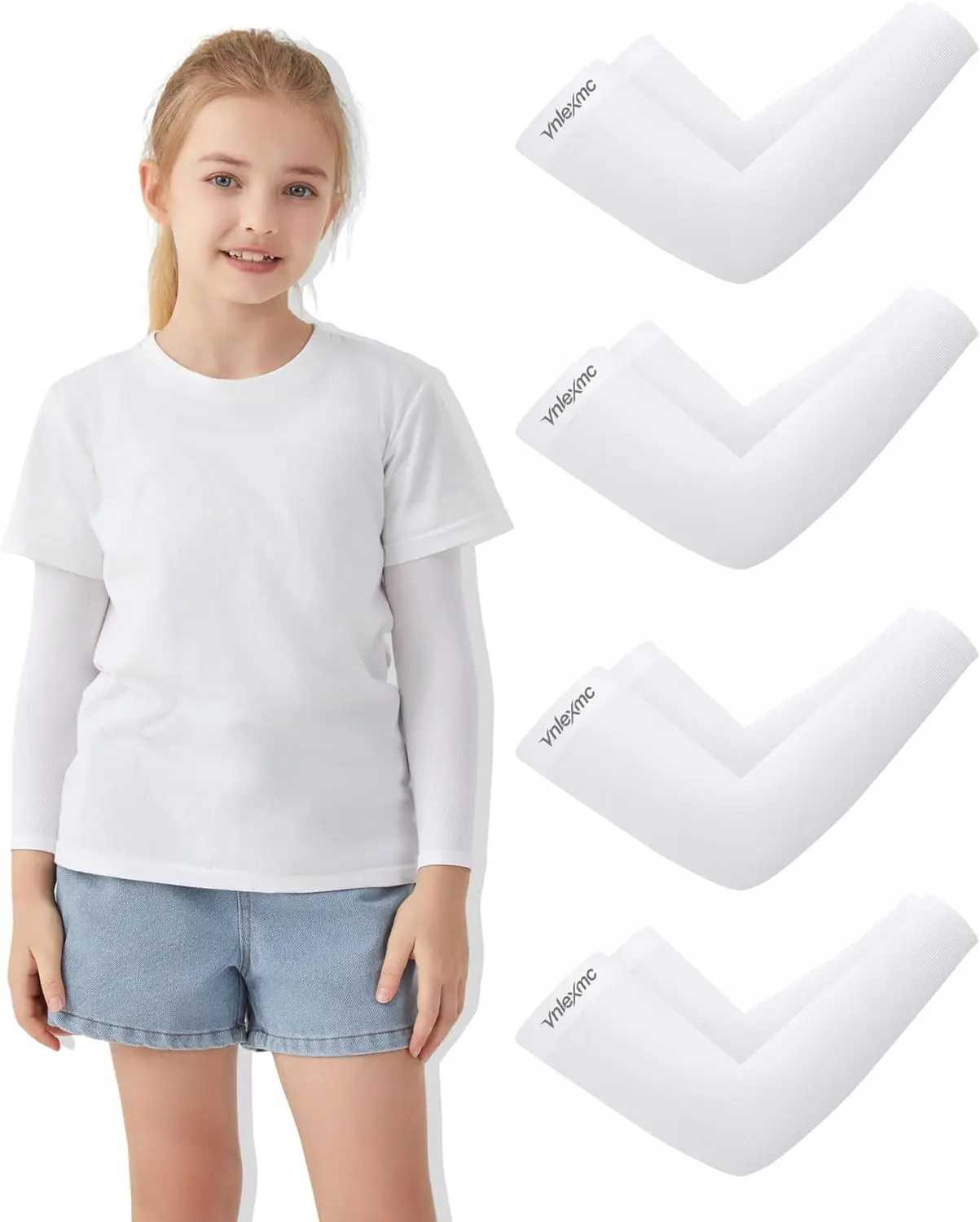 

4/6 Pairs Kids Arm Sleeves – UV Sun Protection, Cooling & Sports