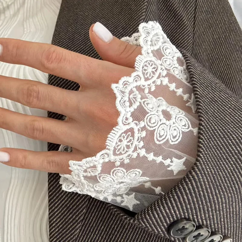 

Lace Cuffs White Detachable Autumn Sleeve Fake Sleeve Ruffles Elbow Sleeve Sun Protection Gloves Sweater Decorative Accessories