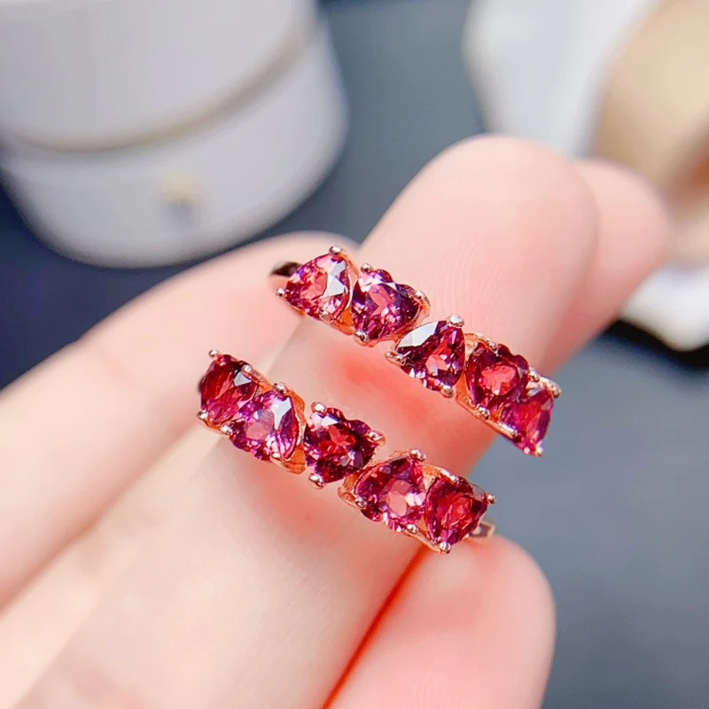 Natural Garnet ring for women silver 925 jewelry luxury gem stones 18k gold plated free shiping items Party Gift