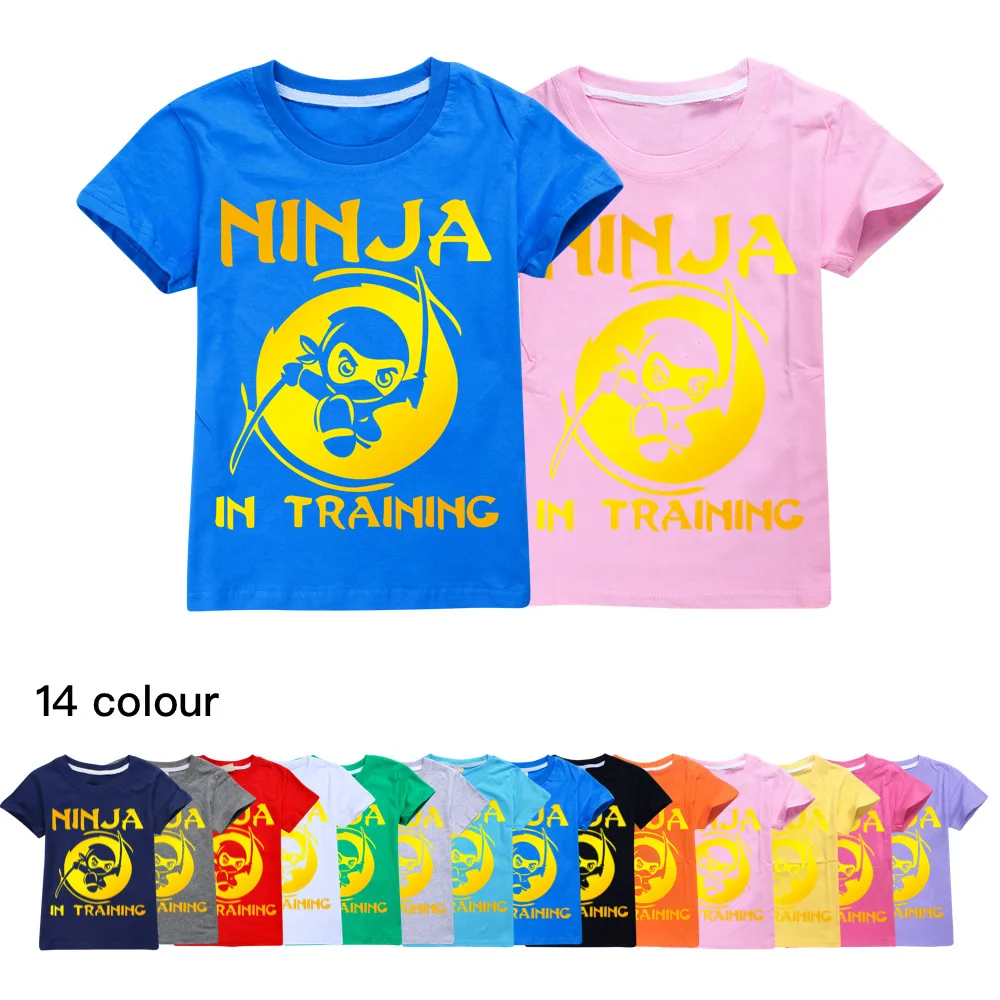 

Boys Clothes 2024 New NINJA KIDZ Cartoon T-shirt Kids For Girls Summer Funny Short Sleeved Pullover Children's Wear Baby Clothes