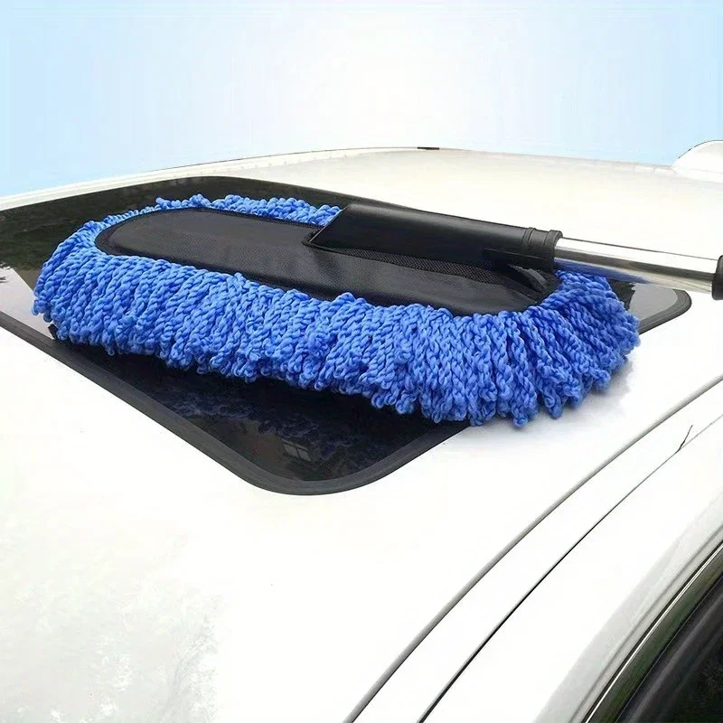 Microfiber Car Wash Brush Mop Kit with Long Handle - Car Cleaning Supplies Kit including Mitt Sponge Duster Washing Tools Access