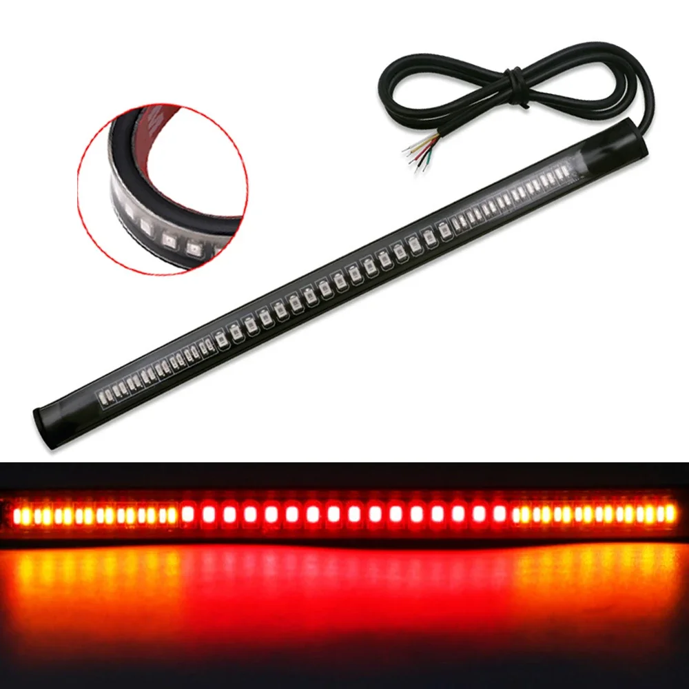 Motorcycle 12V Flexible LED Light Bar Strip Turn Signal Tail light Rear Brake Stop Bulb Lamp Brake Light Dual Color