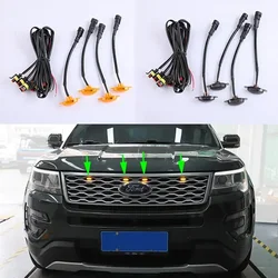 For Ford Explorer 2016 2017 2018 2019 Car Front Grille Amber LED Light Raptor Style Lamp Kit 4Pcs/Set