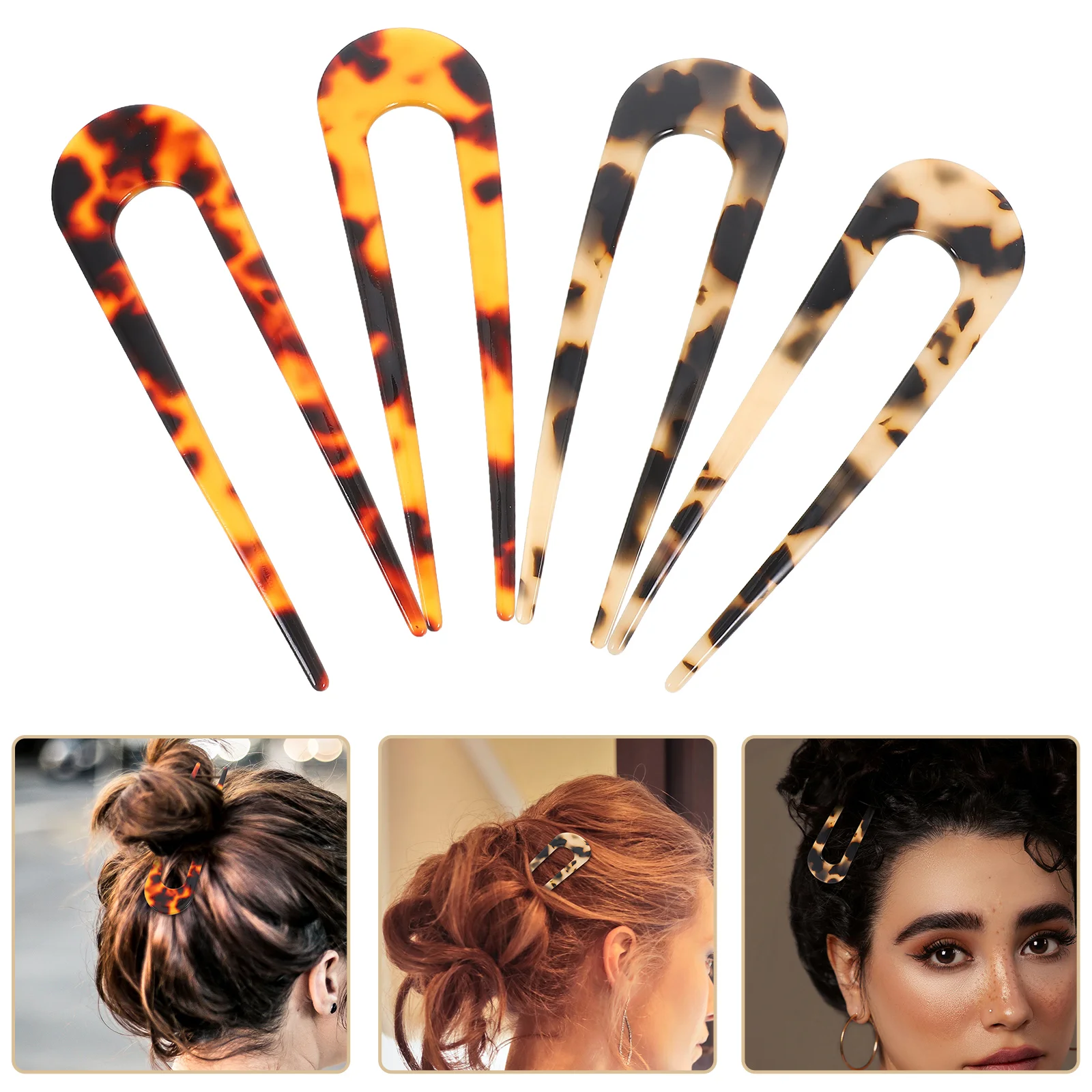 

4 Pcs Hairpin Unique Clips Vintage Retro Barrettes for Women Chignons Claws Wave