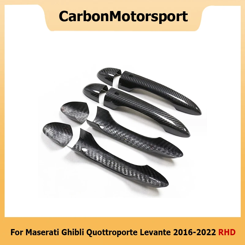 Full Real Carbon Fiber Door Handle Cover Trim Sticker for Maserati Ghibli Quattroporte Levante 16 17 18 19 20 21 22 LHD/RHD