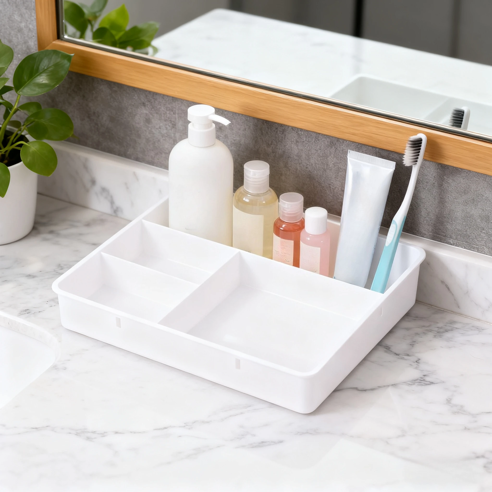 

White Desktop Storage Box with Compartments Multi-cell Stationery Office Supplies Sorting Organizer Stackable Jewelry Makeup Box