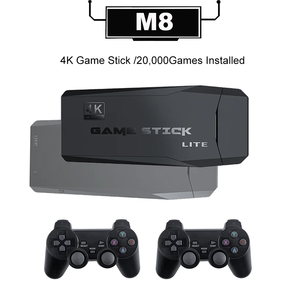 

Tolex M8 20000Games Installed 4K Game Stick Retro Video Game Console 2.4G Wireless Controllers HD Output 64G PS1 Boy Gifts