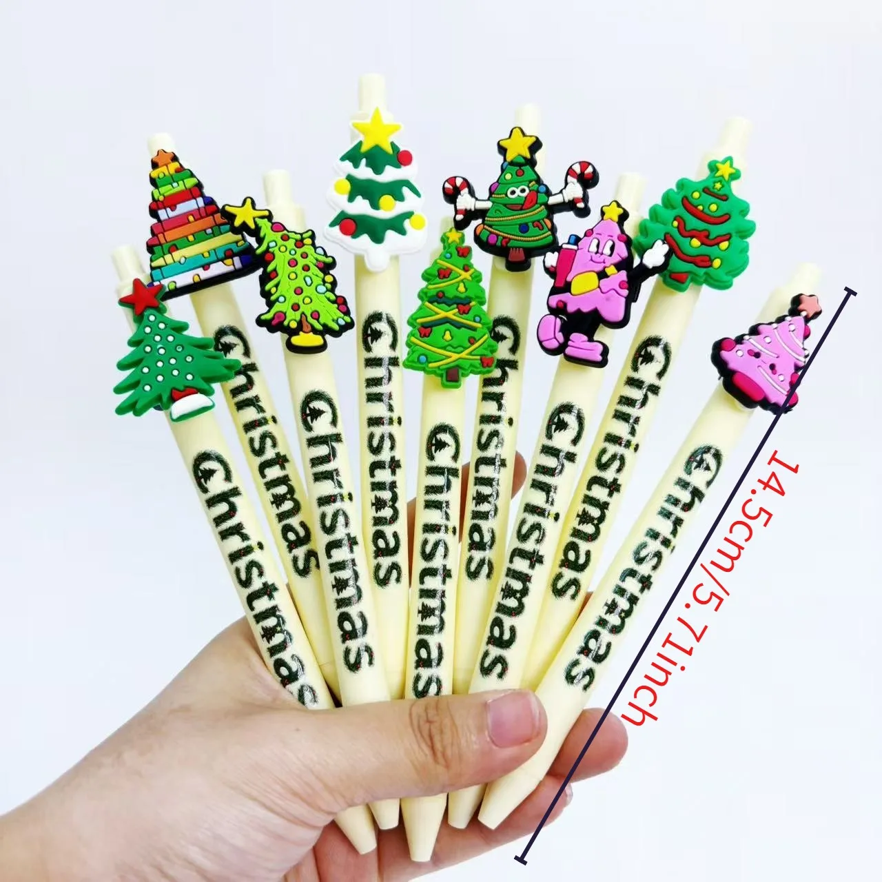 9Pcs/18Pcs Christmas Themed Patch-Printed Ballpoint Pens Christmas Tree Themed Retractable Ballpoint Pens Student Writing Pens