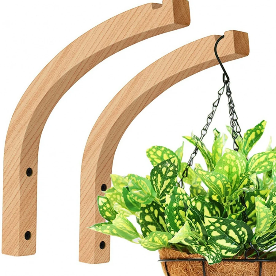الخشب الطبيعي جدار النبات الشماعات معلقة اناء للزهور هوك زهرة قوس للفوانيس الرياح الدقات شرفة ديكور المنزل #1