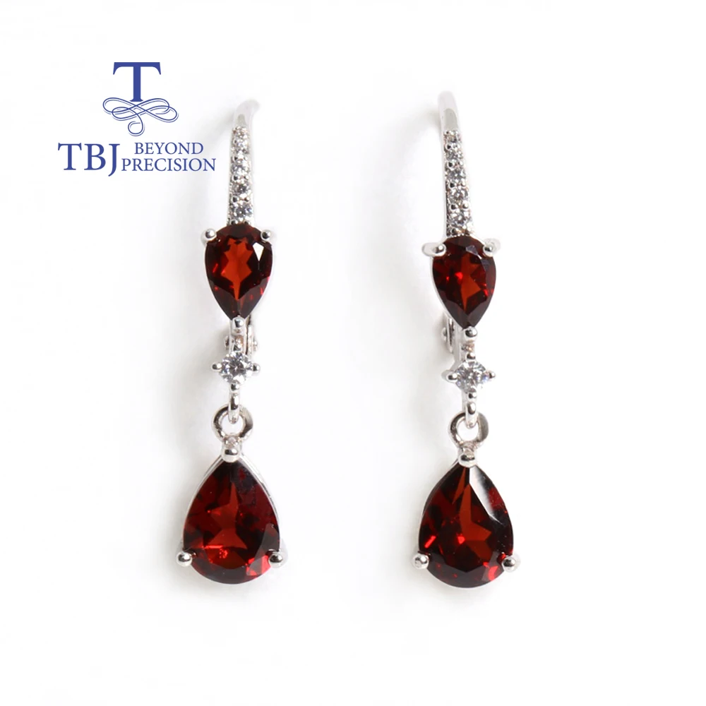 Light luxury design January birthstone natural garnet 925 silver earrings Fashion women's fine jewelry daily wear