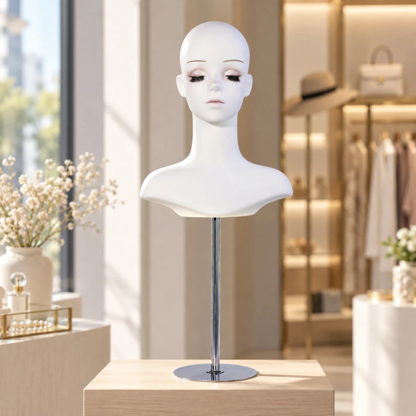 Female Mannequin Head with Shoulders Defined Facial Features Mannequin Head with Shoulder Lightweight Versatile