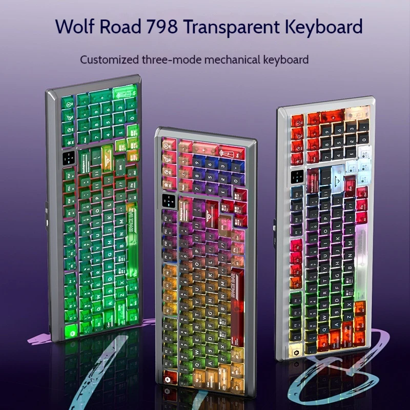 

2025 New Wolf Road T98 Three-Mode Mechanical Keyboard Hot-Swappable Full-Key Non-Punching E-Sports Game Office Keyboard