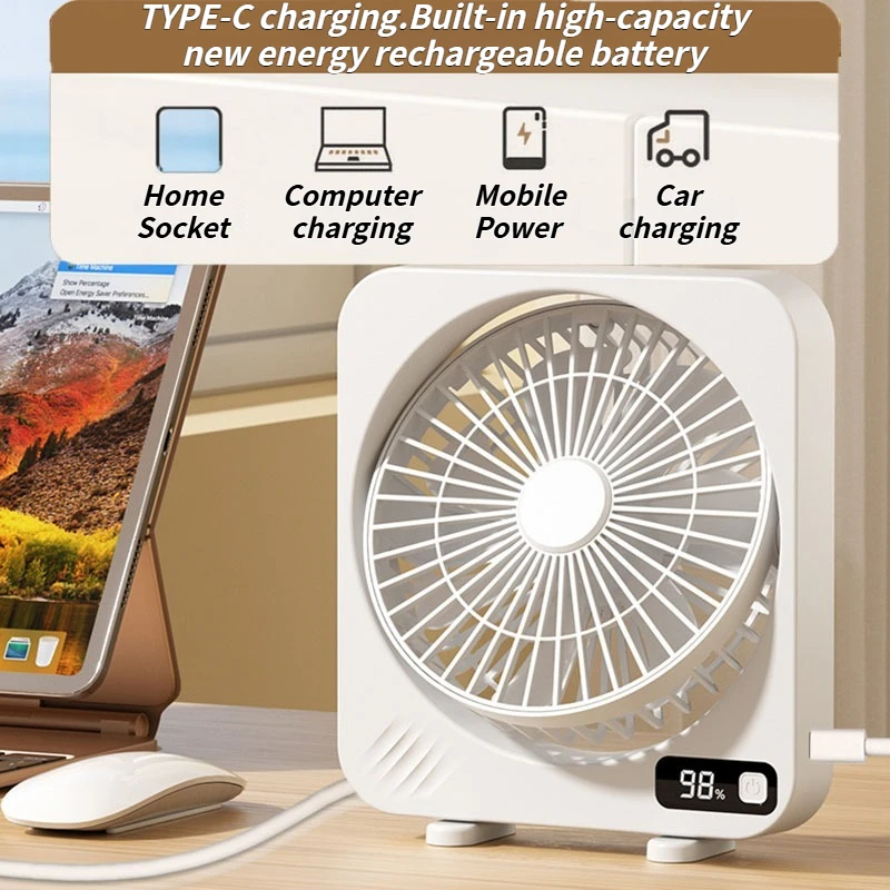 مروحة سطح المكتب USB المحمولة 2025 - تصميم صغير مع شاشة رقمية، رائعة للاستخدام المنزلي والمكتبي للطلاب