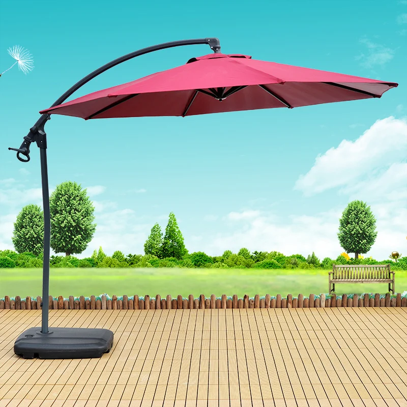 3-meter aluminum pole outdoor sunshade umbrella Roman umbrella hand pushed banana umbrella