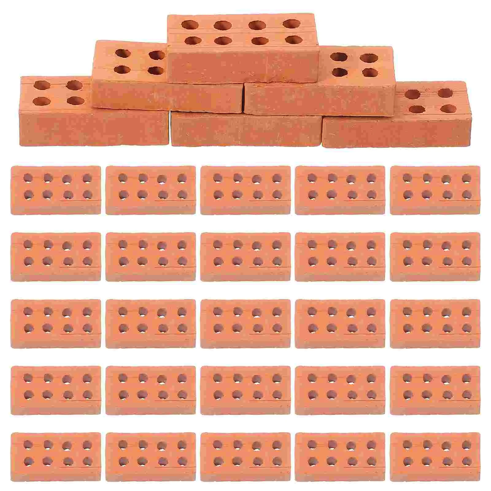 50 Pcs Mini Bricks Building Blocks Miniature Decor Red Clay Sand Table Decors Child Landscaping Accessories for outside