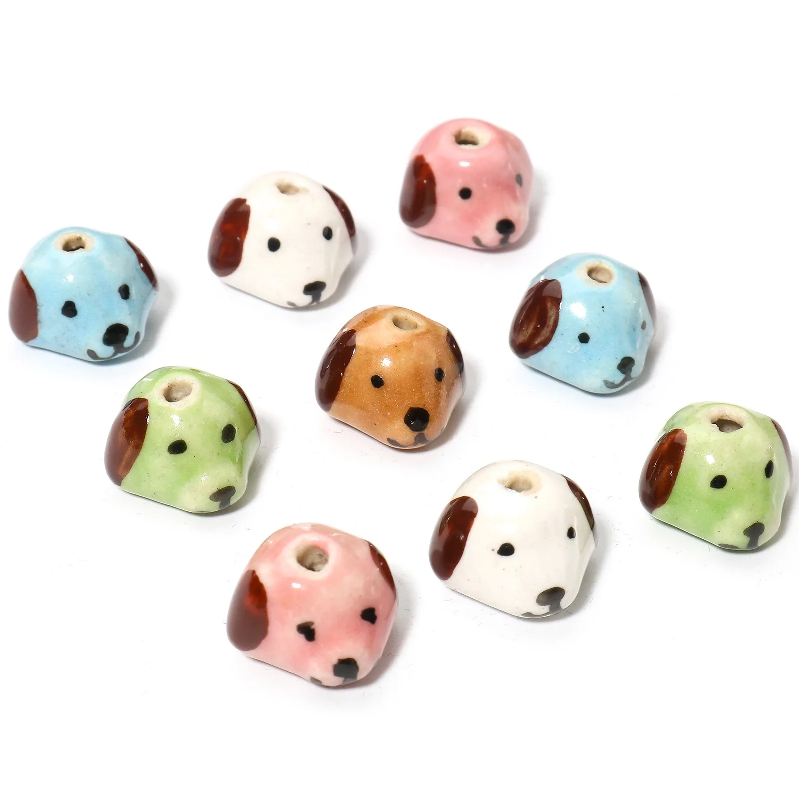 5pcs Multicolor 3D Ceramic Beads Dog Animal Spacer Beads For DIY Jewelry Making Necklace Bracelets For Women Jewelry Findings