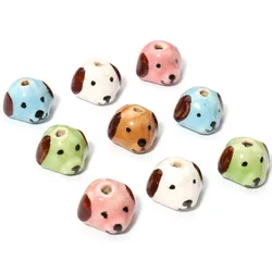 5pcs Multicolor 3D Ceramic Beads Dog Animal Spacer Beads For DIY Jewelry Making Necklace Bracelets For Women Jewelry Findings