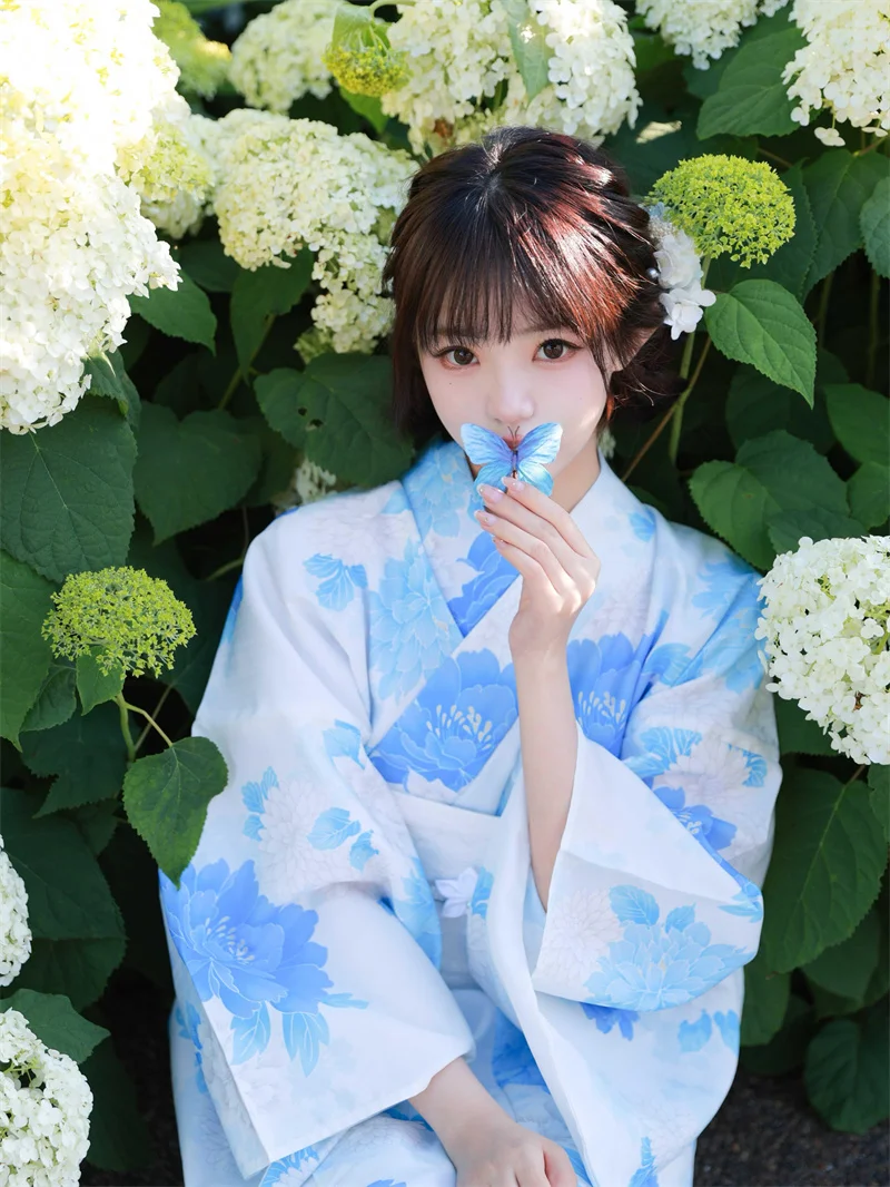 

Blue Kimono Dr Traditional Japanese Sle Photoaphy Clothing Women's Faionable Reformed Kimono Polyester Fiber