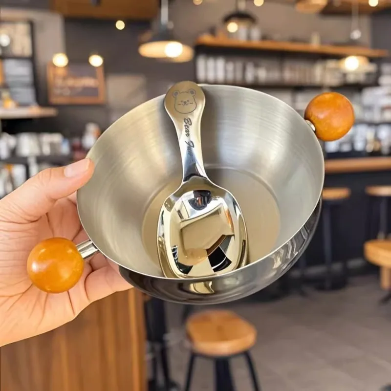 

Small Pot, Double-ear 304 Stainless Steel Bowl for Cooking Vegetables, Fruit Salad, Yogurt and Oats